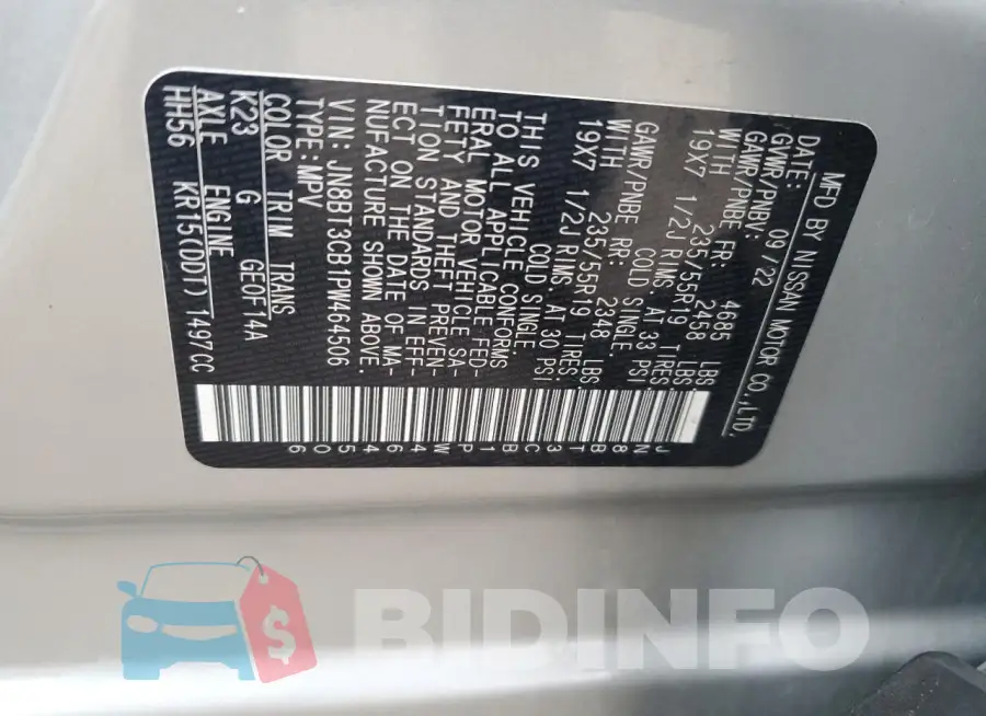 JN8BT3CB1PW464506 Photo# 14