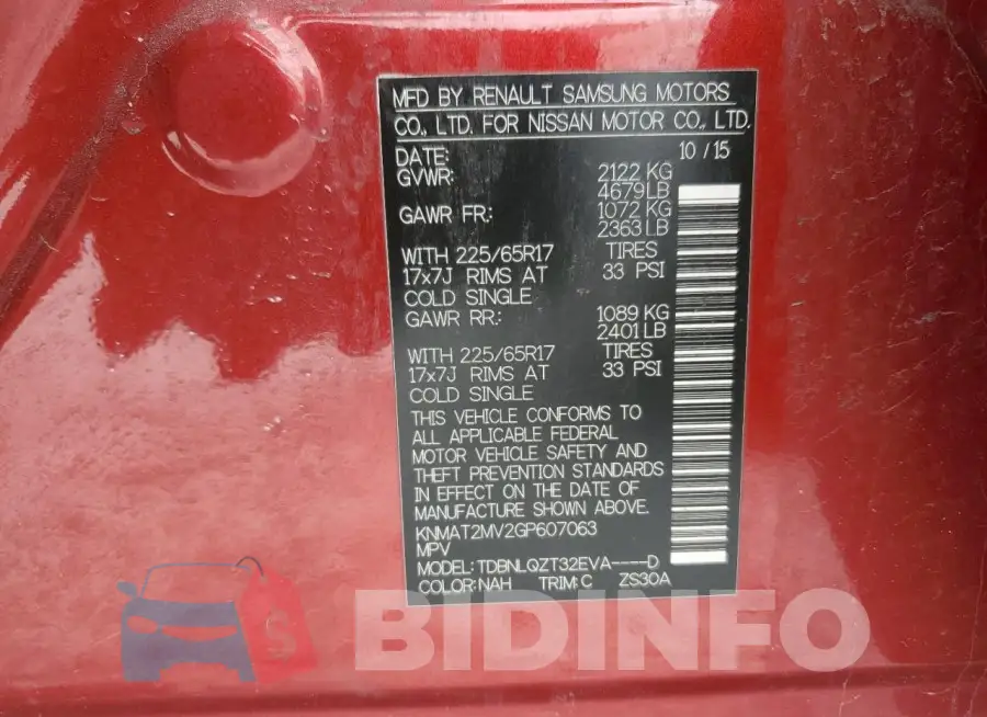 KNMAT2MV2GP607063 Photo# 13