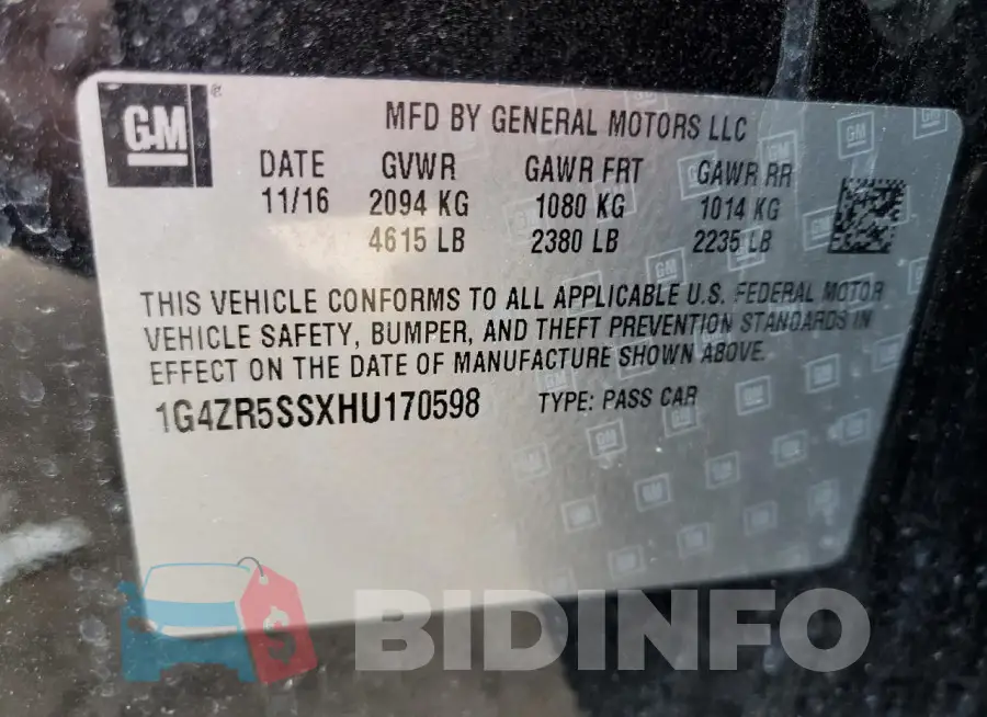 1G4ZR5SSXHU170598 Photo# 13