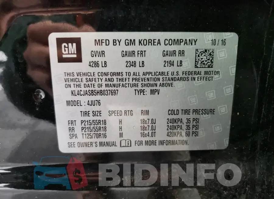 KL4CJASB5HB037697 Photo# 13