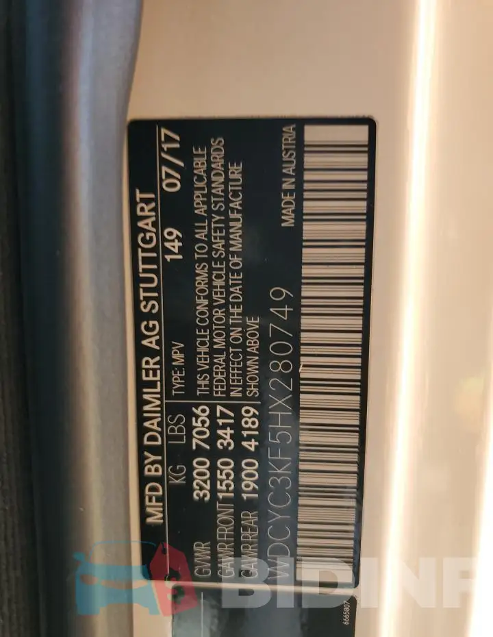 WDCYC3KF5HX280749 Photo# 13