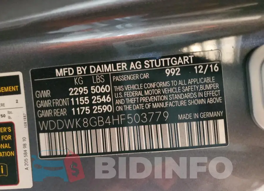 WDDWK8GB4HF503779 Photo# 13
