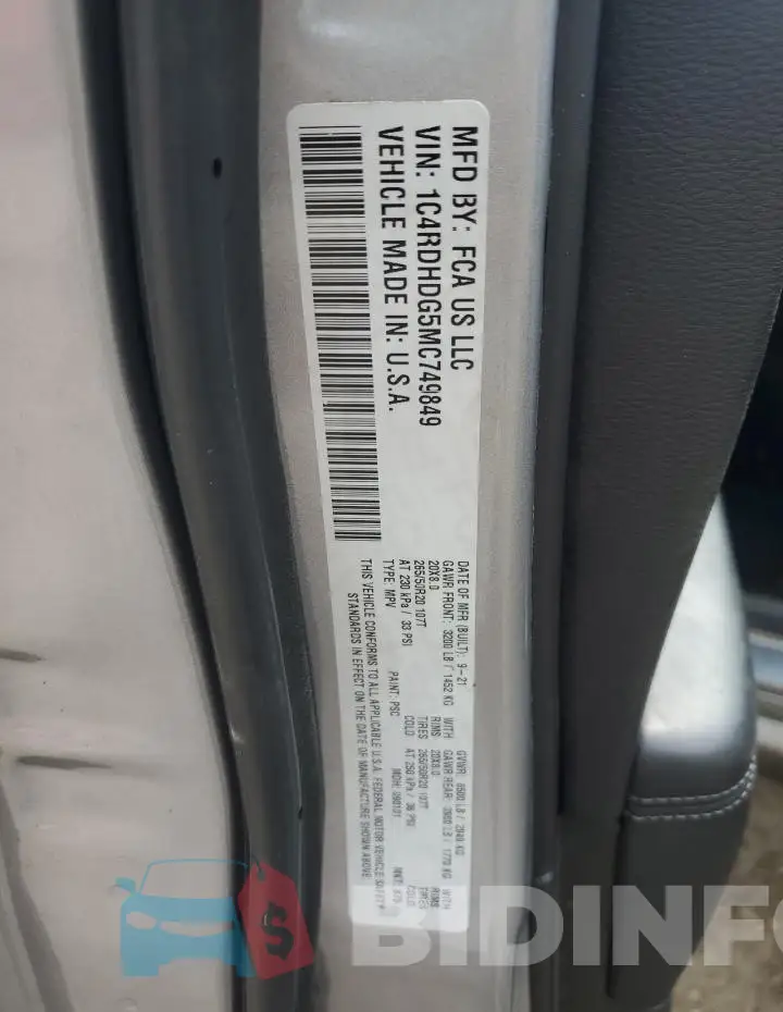 1C4RDHDG5MC749849 Photo# 13