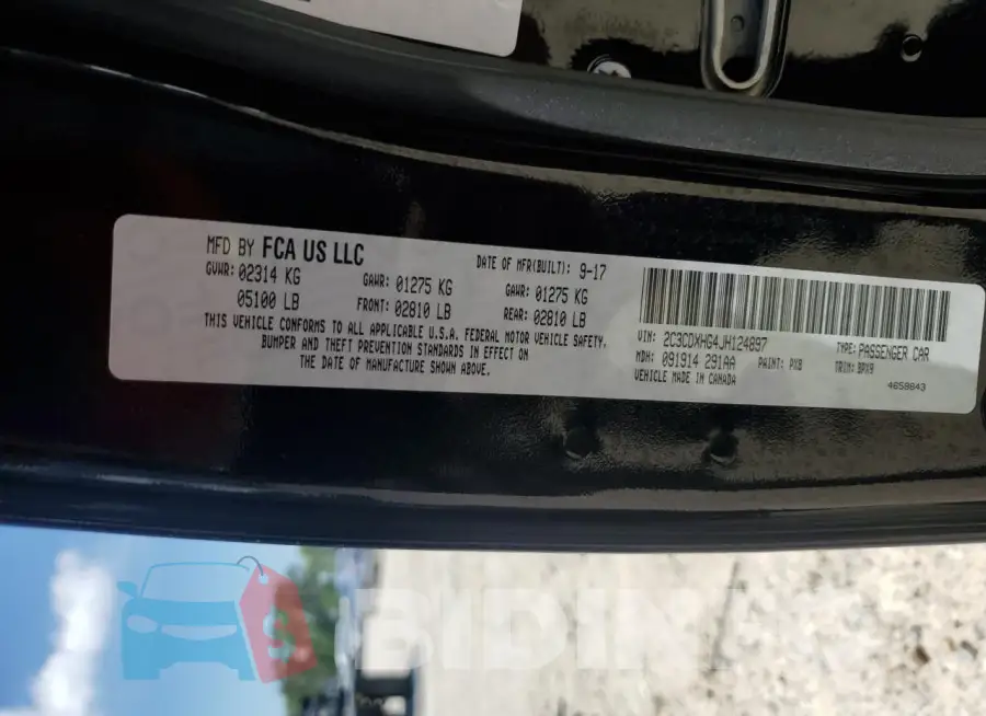 2C3CDXHG4JH124897 Photo# 12