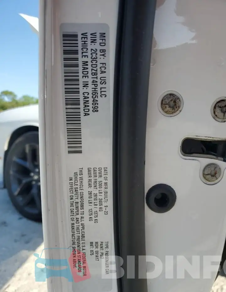 2C3CDZBT4PH654698 Photo# 12