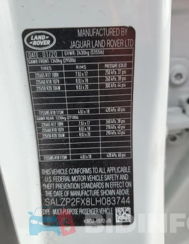 SALZP2FX8LH083744 Photo# 13