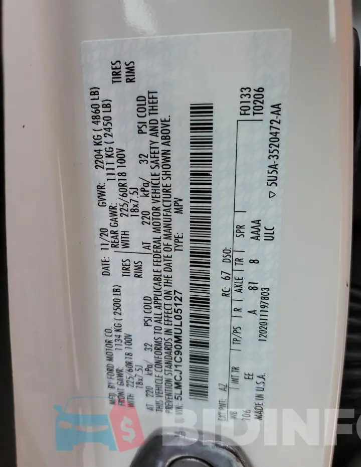 5LMCJ1C90MUL05127 Photo# 13