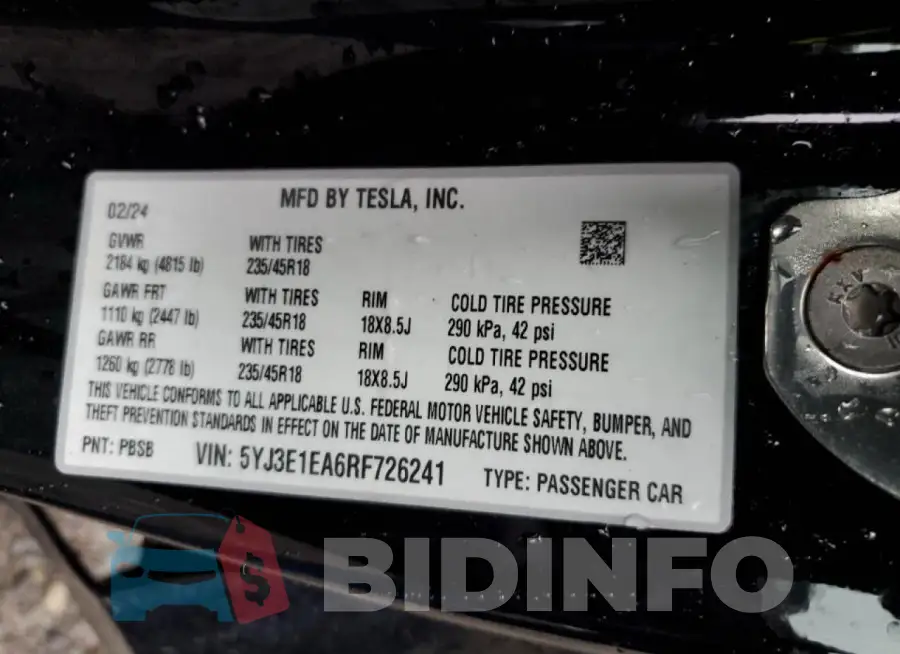 5YJ3E1EA6RF726241 Photo# 12