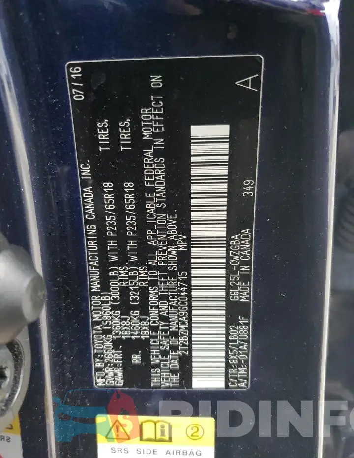 2T2BZMCA9GC044715 Photo# 13