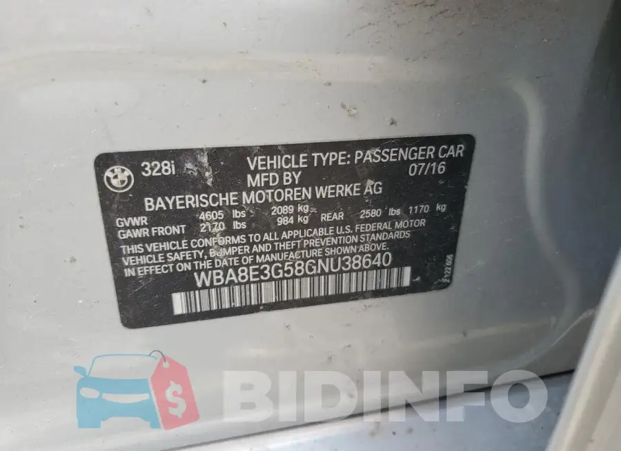 WBA8E3G58GNU38640 Photo# 12