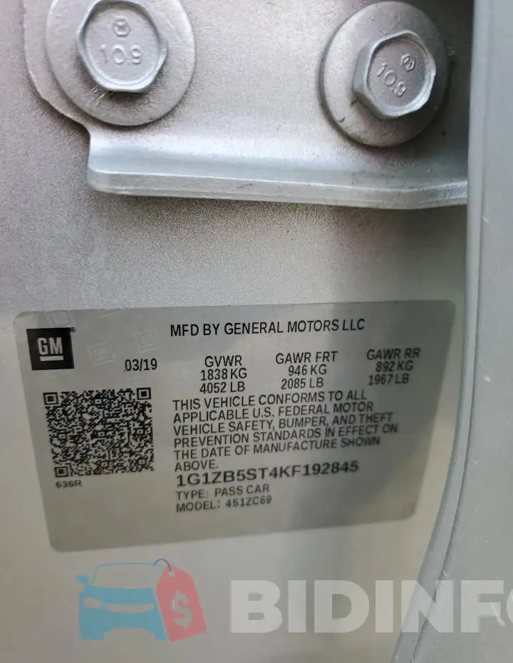 1G1ZB5ST4KF192845 Photo# 12