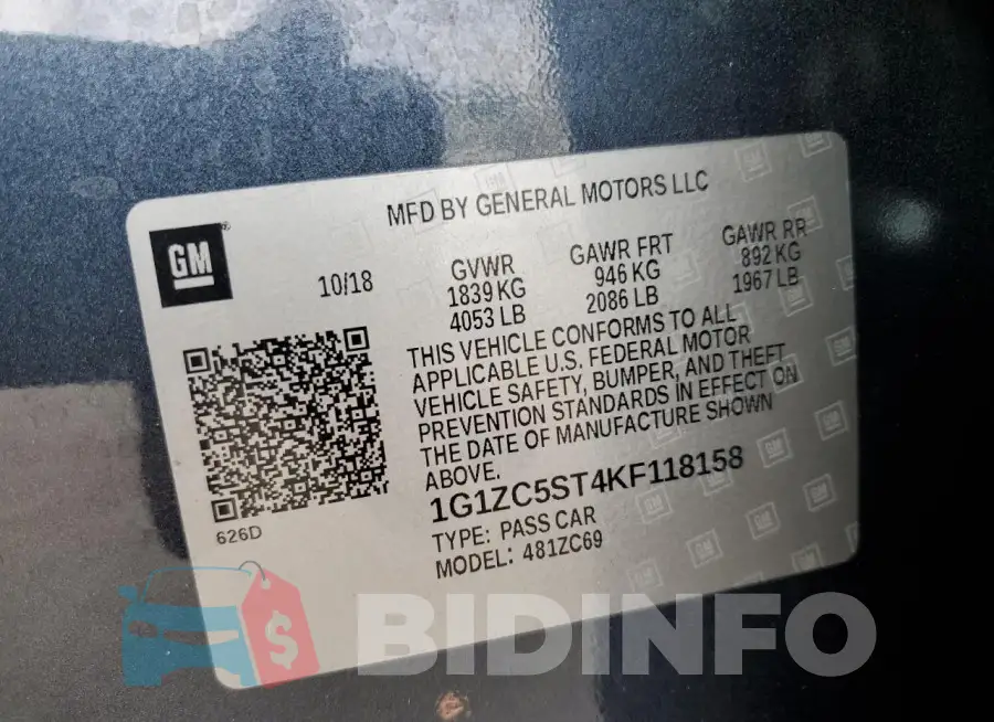 1G1ZC5ST4KF118158 Photo# 12