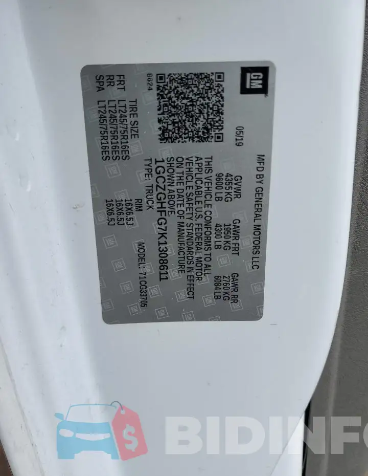 1GCZGHFG7K1308611 Photo# 14