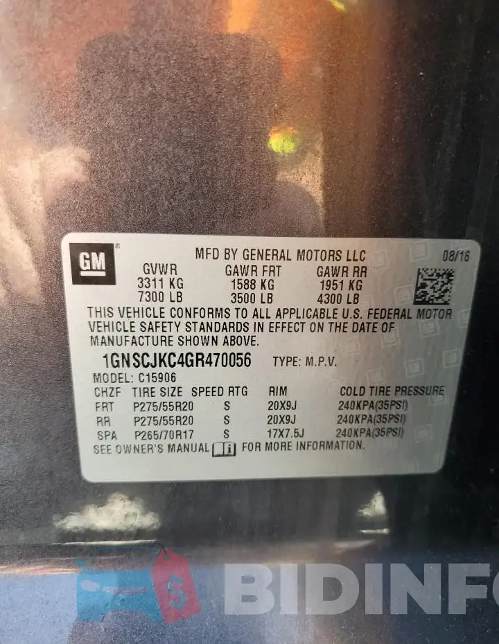 1GNSCJKC4GR470056 Photo# 13