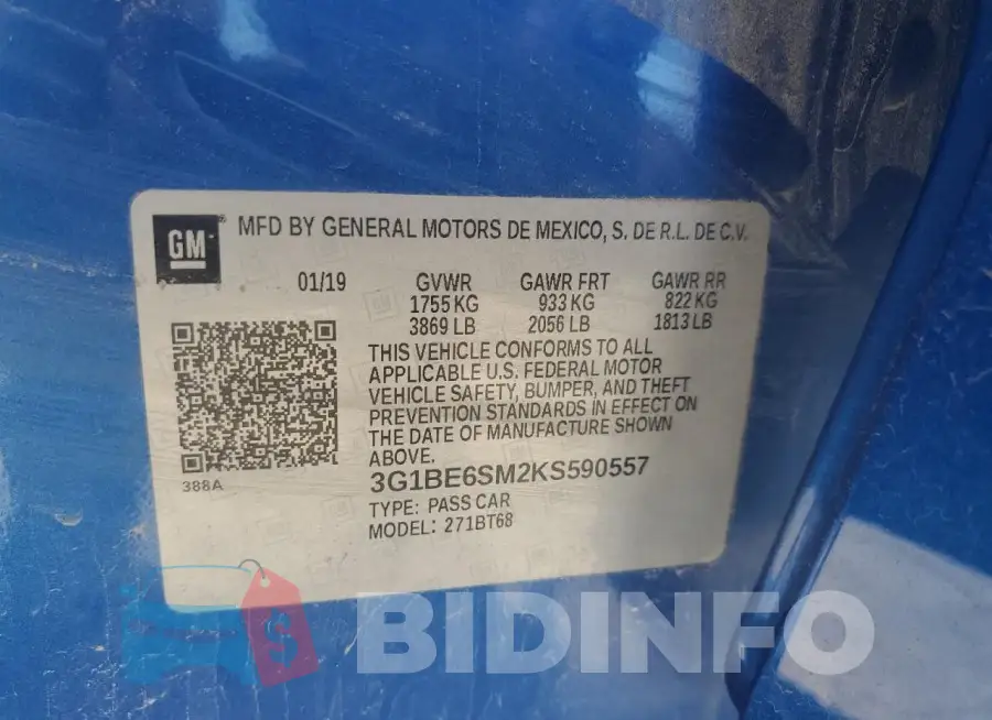 3G1BE6SM2KS590557 Photo# 13