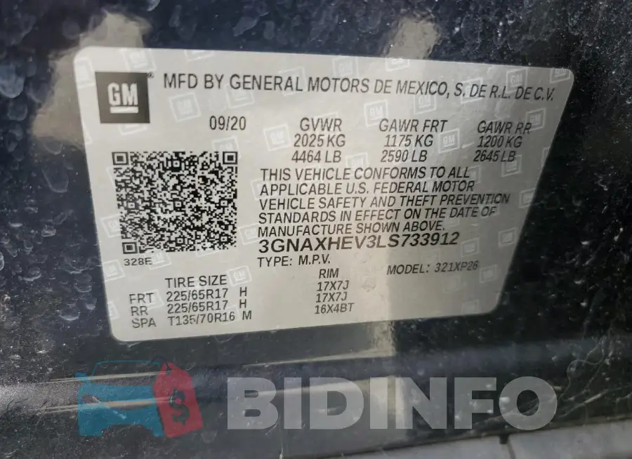 3GNAXHEV3LS733912 Photo# 13