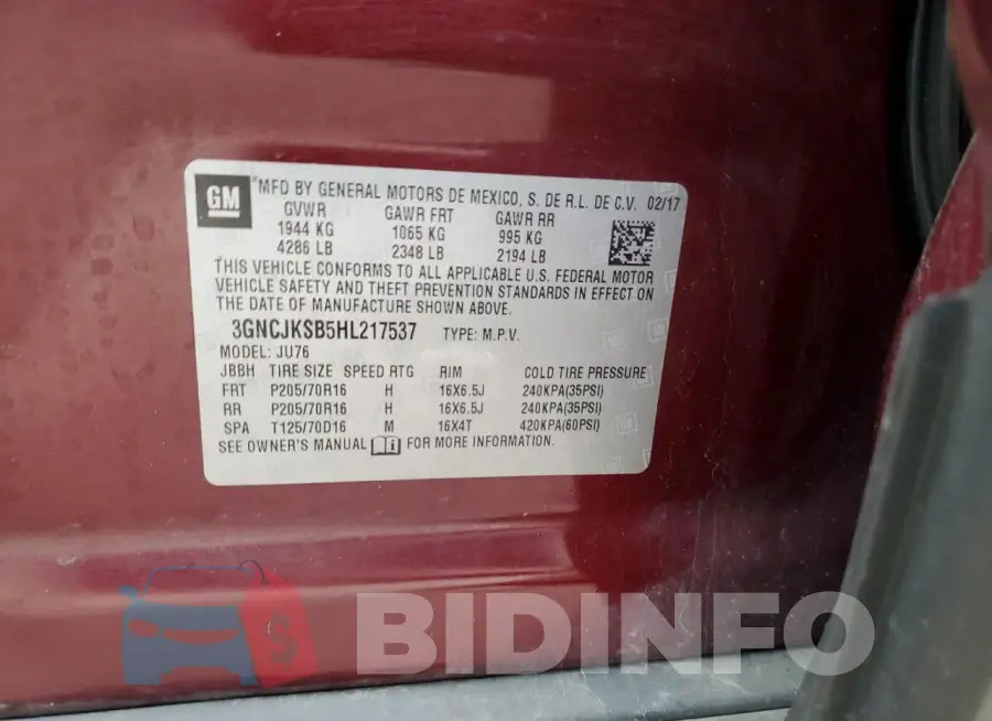 3GNCJKSB5HL217537 Photo# 13