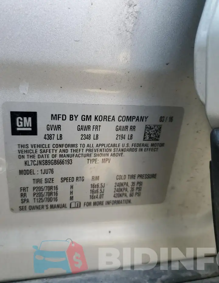 KL7CJNSB9GB666193 Photo# 14
