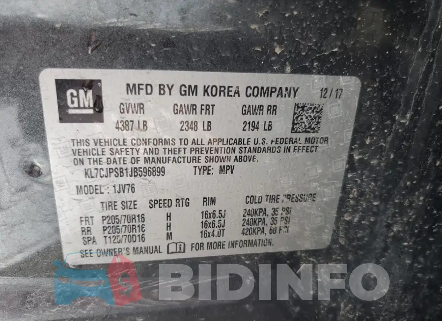 KL7CJPSB1JB596899 Photo# 13