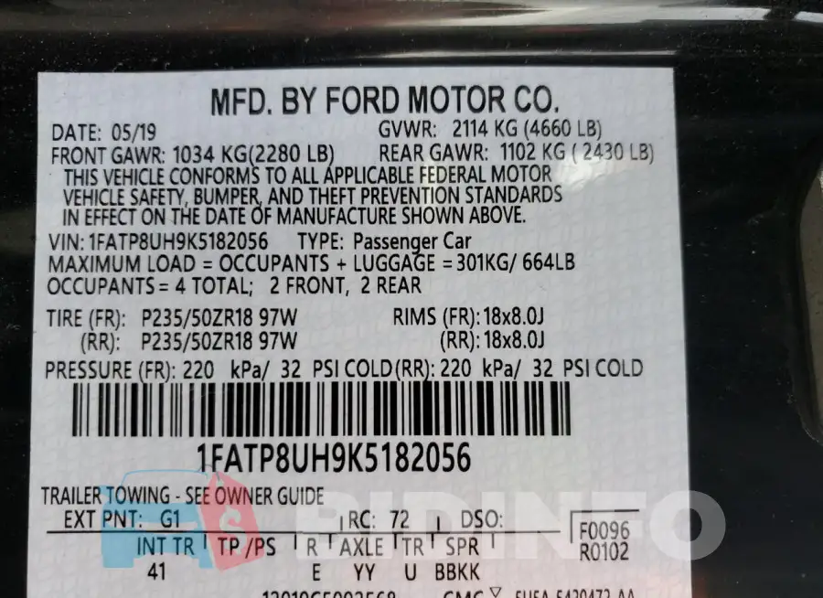 1FATP8UH9K5182056 Photo# 12