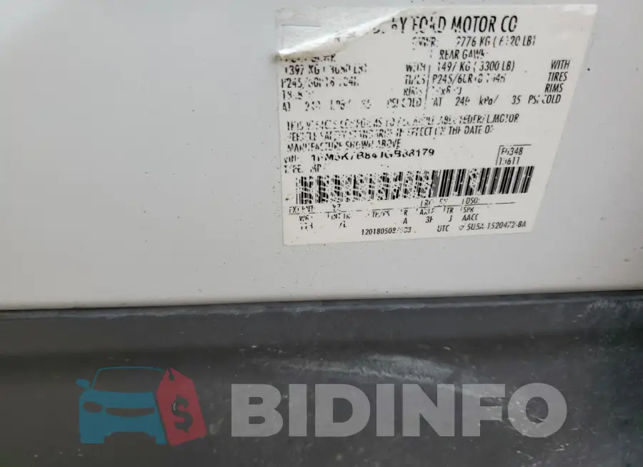 1FM5K7B84JGB88179 Photo# 13
