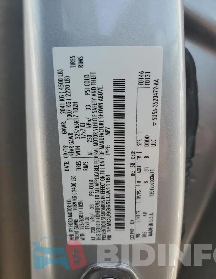 1FMCU9G65LUA11181 Photo# 12