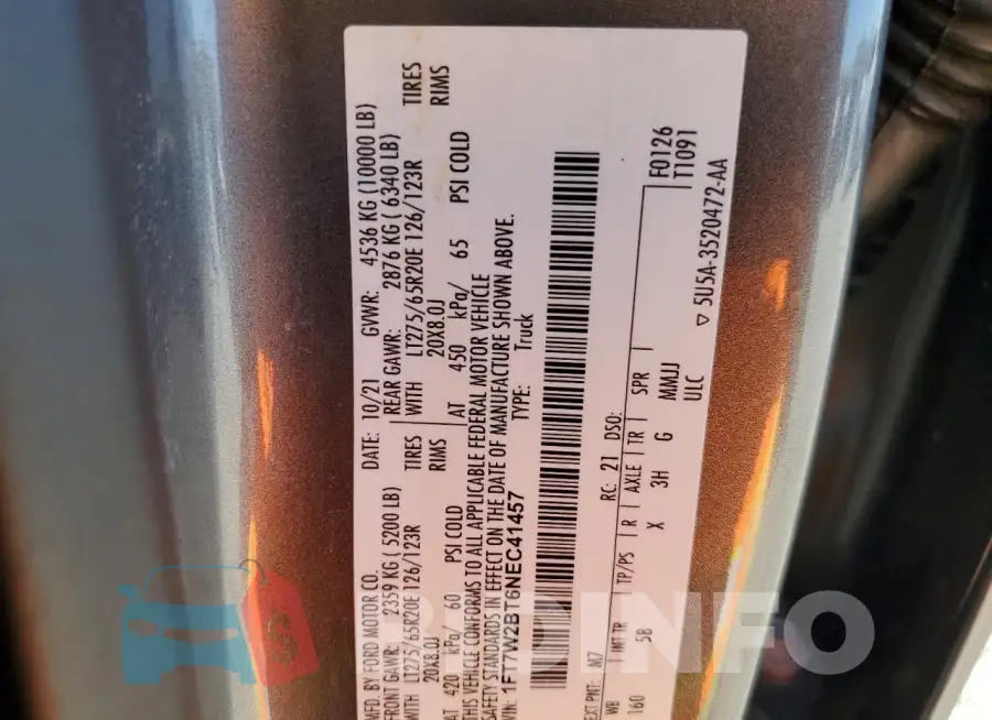 1FT7W2BT6NEC41457 Photo# 12