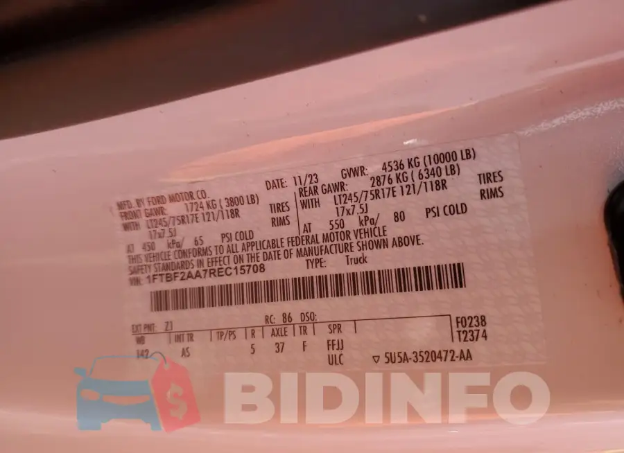 1FTBF2AA7REC15708 Photo# 12