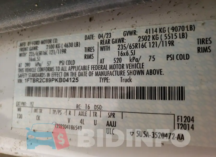 1FTBR2C89PKB04125 Photo# 13