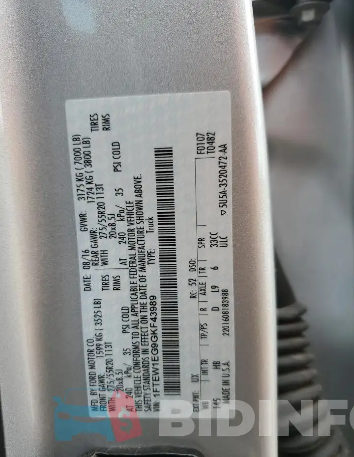 1FTEW1EG9GKF43989 Photo# 12