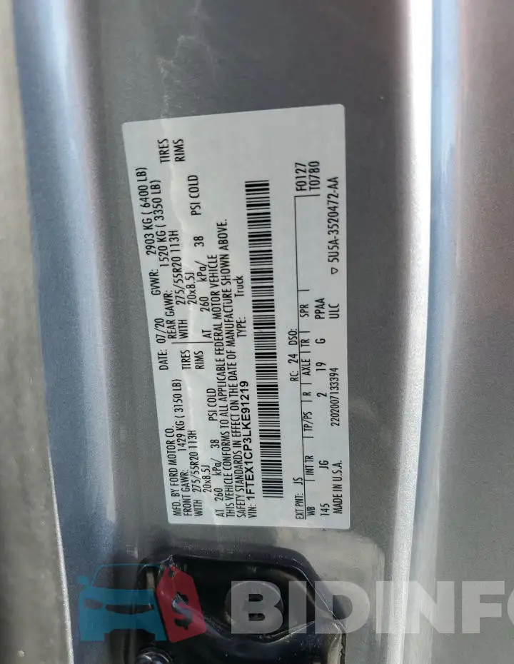 1FTEX1CP3LKE91219 Photo# 12