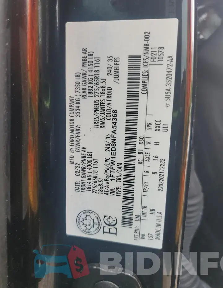 1FTFW1ED8NFA54368 Photo# 12