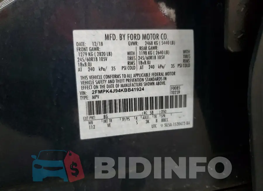 2FMPK4J94KBB41924 Photo# 13