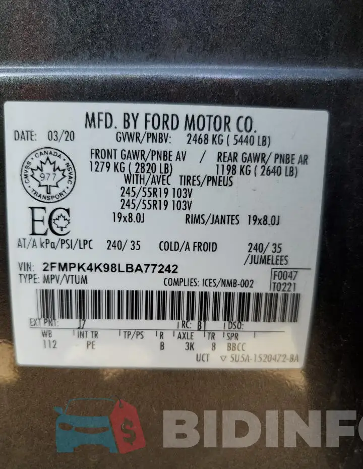 2FMPK4K98LBA77242 Photo# 13