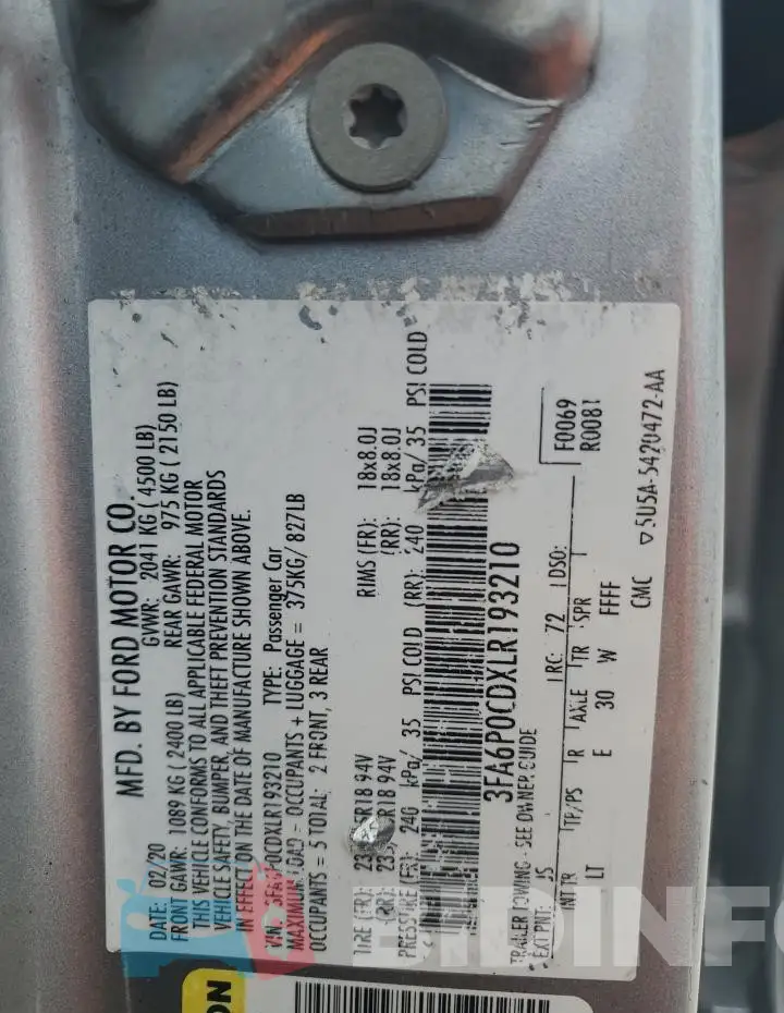 3FA6P0CDXLR193210 Photo# 12