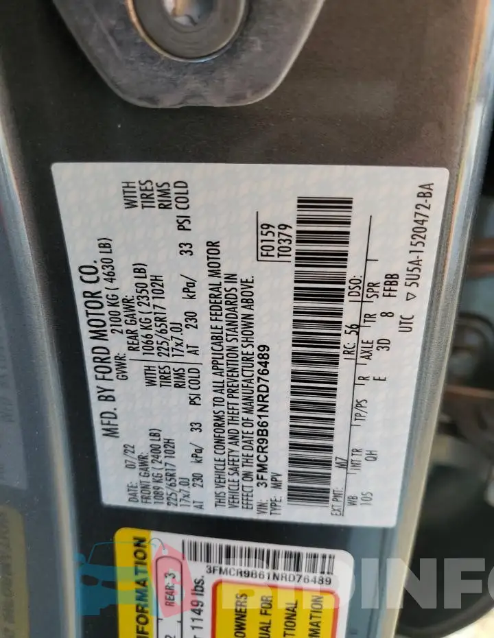 3FMCR9B61NRD76489 Photo# 13