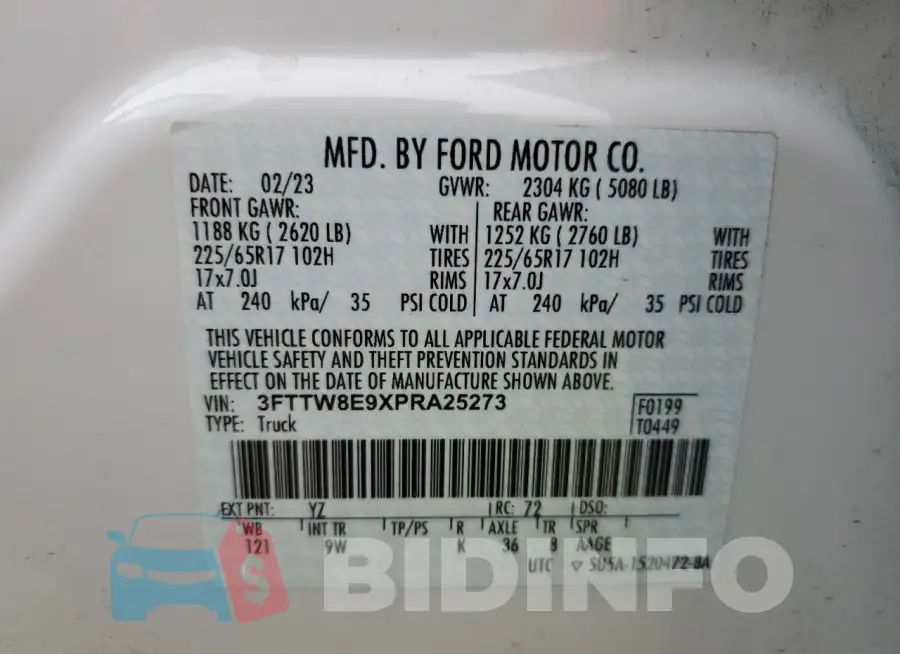 3FTTW8E9XPRA25273 Photo# 12