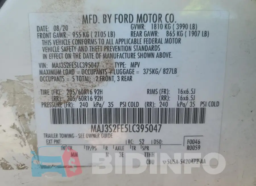 MAJ3S2FE5LC395047 Photo# 13