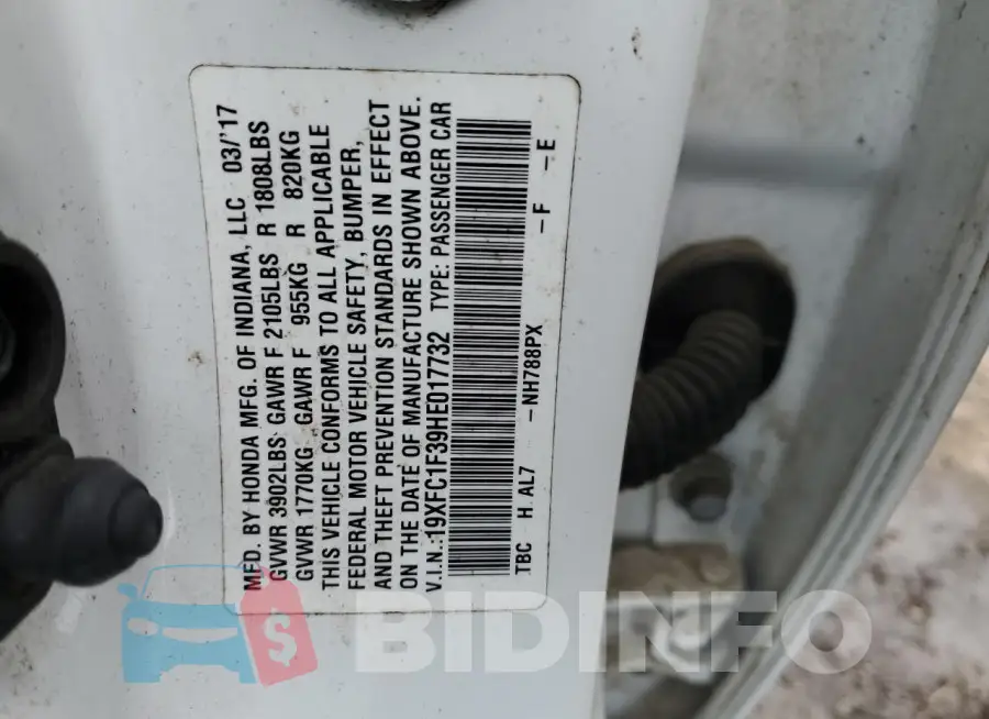 19XFC1F39HE017732 Photo# 13