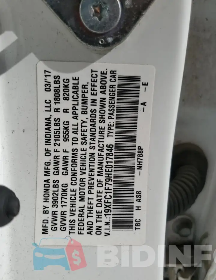 19XFC1F79HE017846 Photo# 12