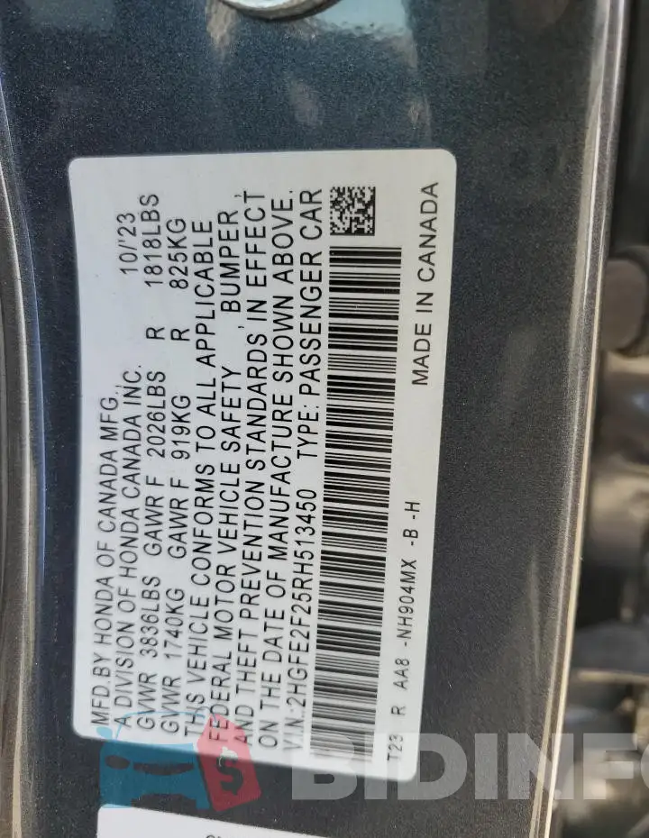 2HGFE2F25RH513450 Photo# 13