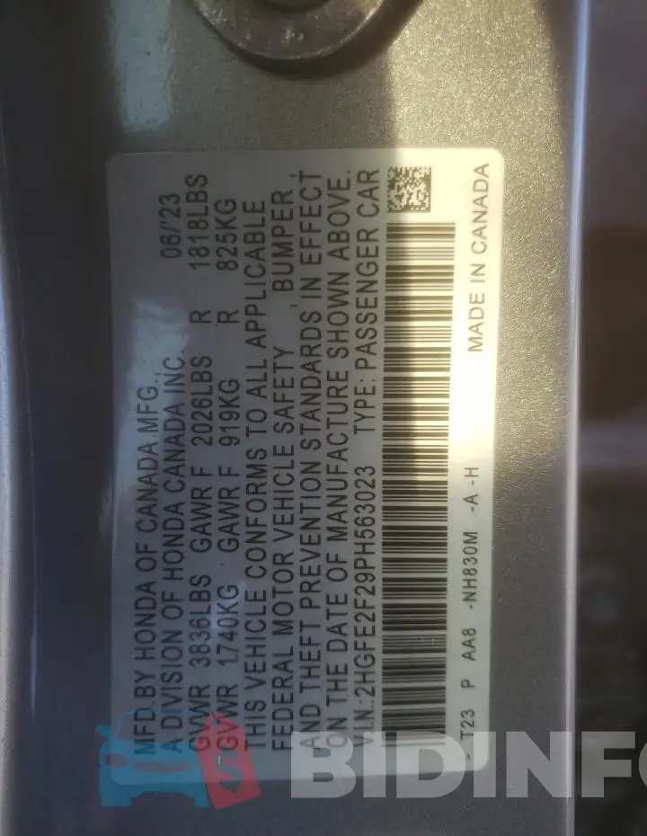 2HGFE2F29PH563023 Photo# 12