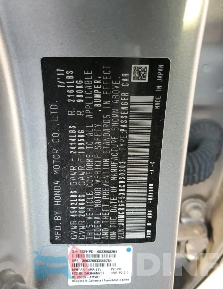 JHMCR6F5XHC030303 Photo# 12