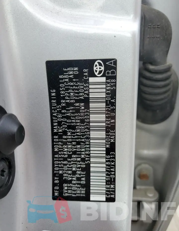 5YFBURHE3GP376032 Photo# 12
