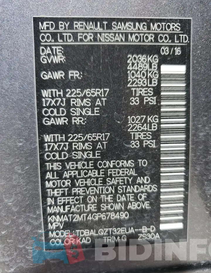 KNMAT2MT4GP678490 Photo# 13