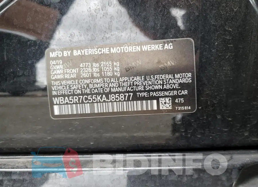 WBA5R7C55KAJ85877 Photo# 12