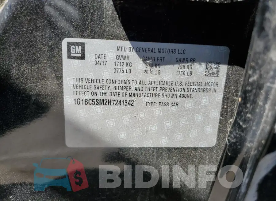 1G1BC5SM2H7241342 Photo# 13