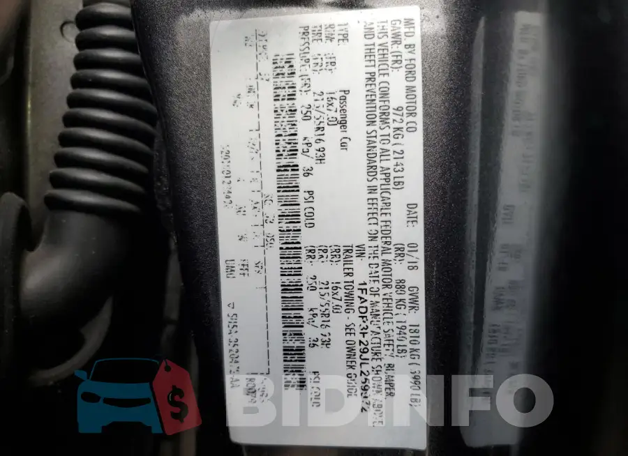 1FADP3F29JL259972 Photo# 12