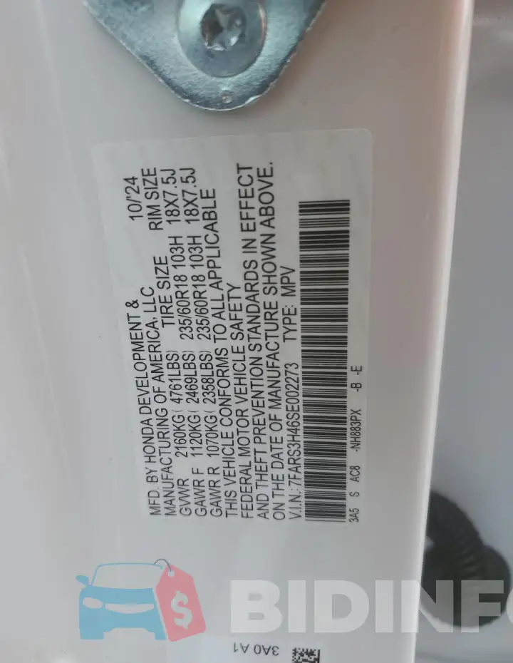 7FARS3H46SE002273 Photo# 13