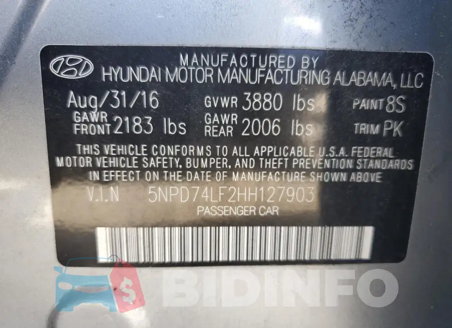 5NPD74LF2HH127903 Photo# 13